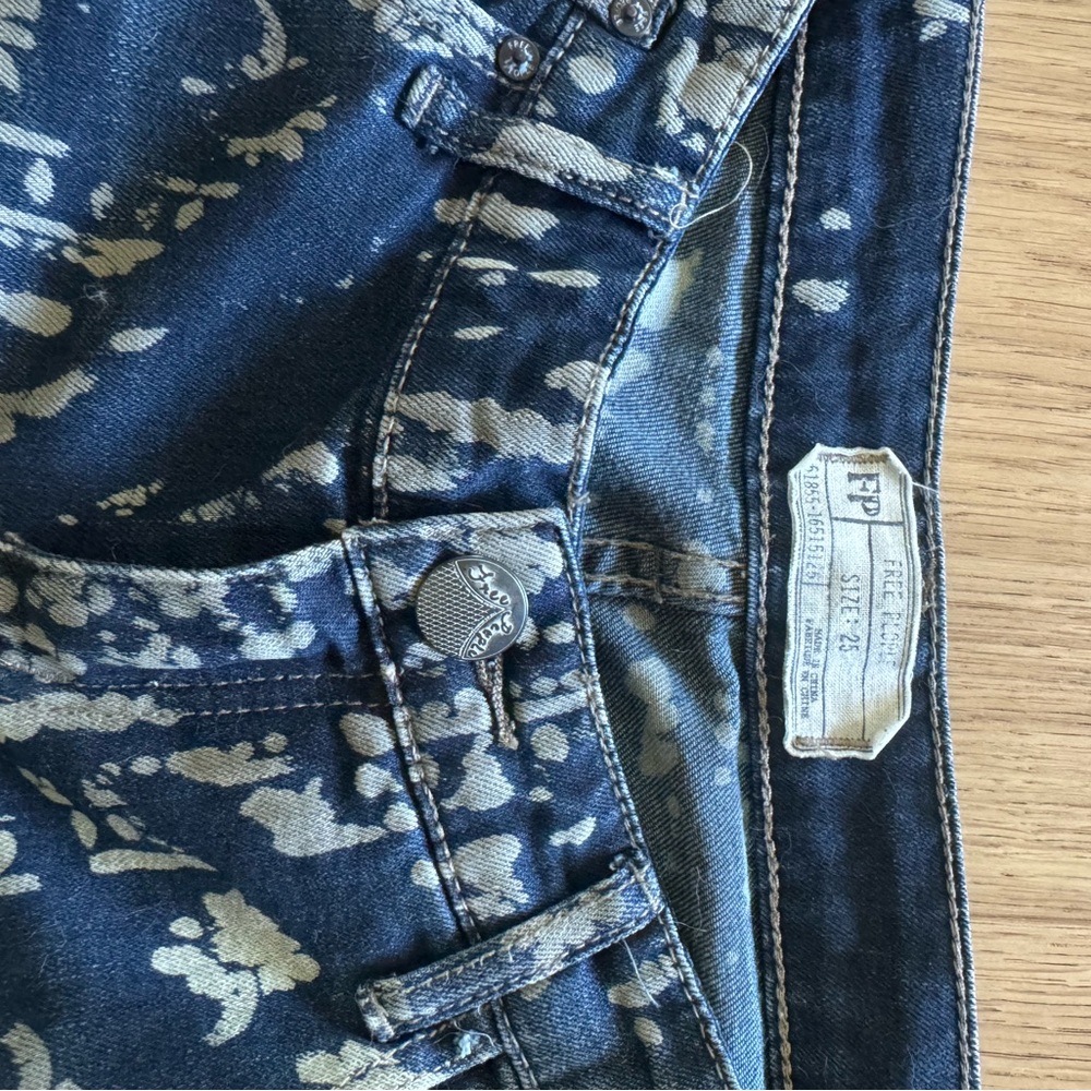 Free People Indigo Floral Stripe Flare Jeans - Picture 3 of 3